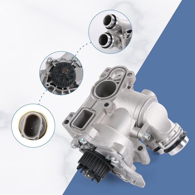 RALBDX Aluminum Electric Engine Water Pump Assembly Compatible with Audi A3 A4 A5 A6 Q3 Q5 TT VW Beetle CC Eos GTI Jetta Passat Tiguan 2.0T TSI Engine Replaces# 06H121026CQ 06H121026AB 06H121026T - Image 5